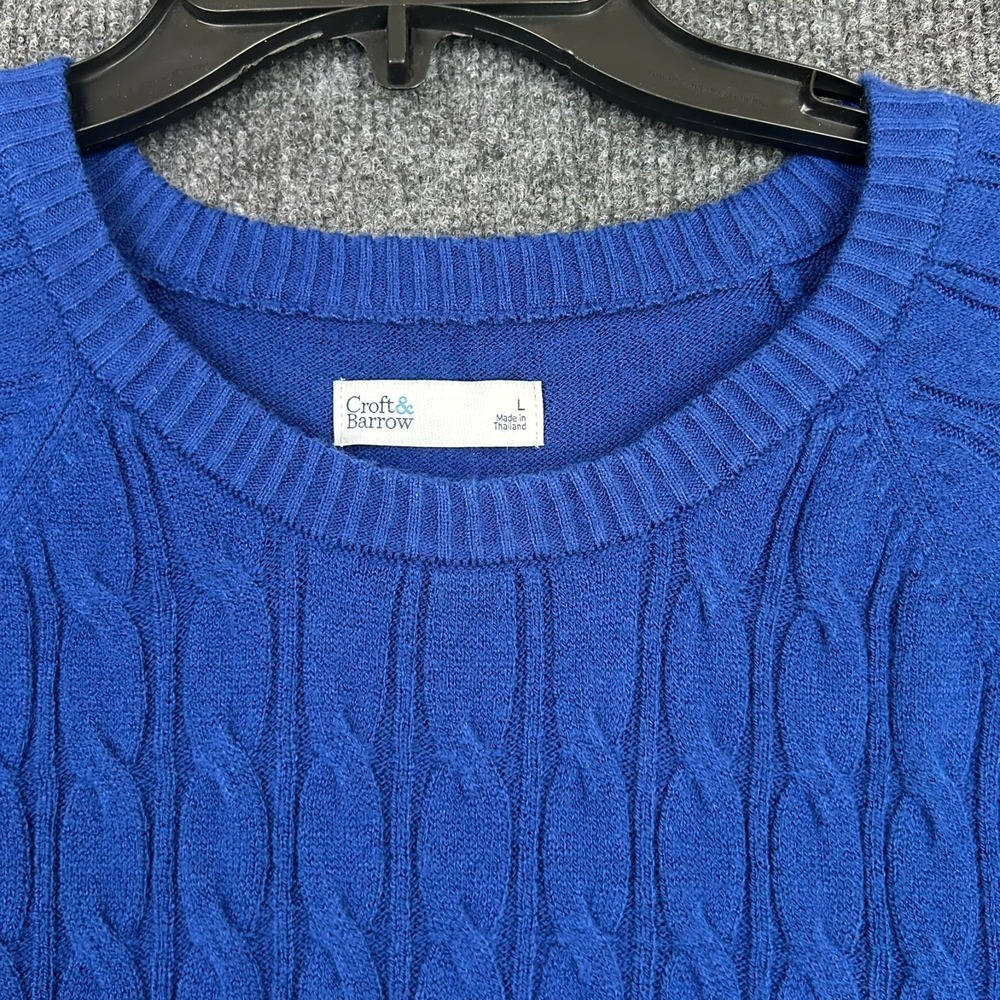 Lot of 2 - Croft & Barrow Women's L Sweaters Cable Knit Long Sleeve Blue Pink - Picture 3 of 16